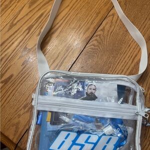 Back Street Boys VIP Sphere swag bag. Clear Crossbody Bag with White Strap. New